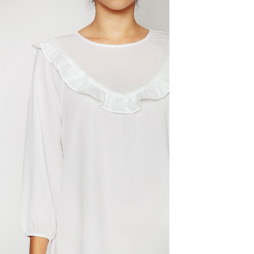 WHITE FLOWY RUFFLE DRESS - Picture 3 of 6